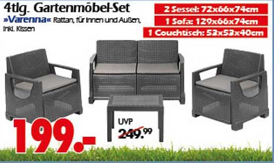 4tlg. Gartenmöbel-Set »Varenna« Rattan für Innen und Außen