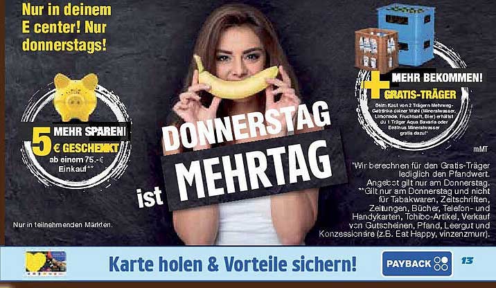 5 € mehr sparen ab einem Einkauf von 75 € im E-Center!