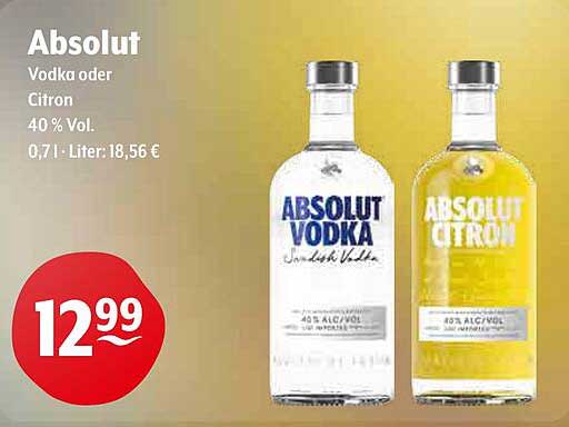 Absolut Vodka oder Citron 0,7 l - 40 % Vol.