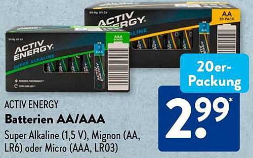 ACTIV ENERGY Batterien AA/AAA - 20er-Packung