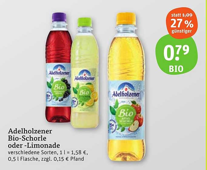 Adelholzener Bio-Schorle oder Limonade