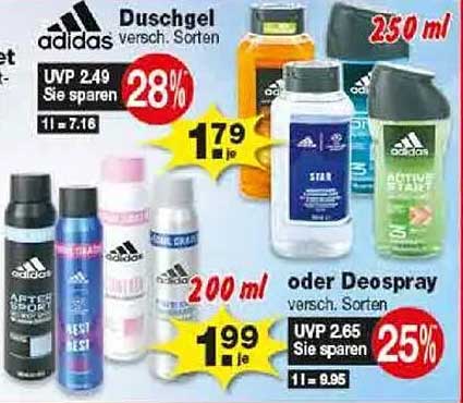 adidas Duschgel und Deospray - verschiedenen Sorten