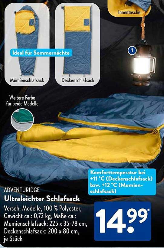 ADVENTURIDGE Ultraleichter Schlafsack