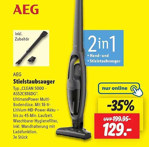 AEG Stielstaubsauger Typ „CLEAN 5000 - AS52CB18DG“
