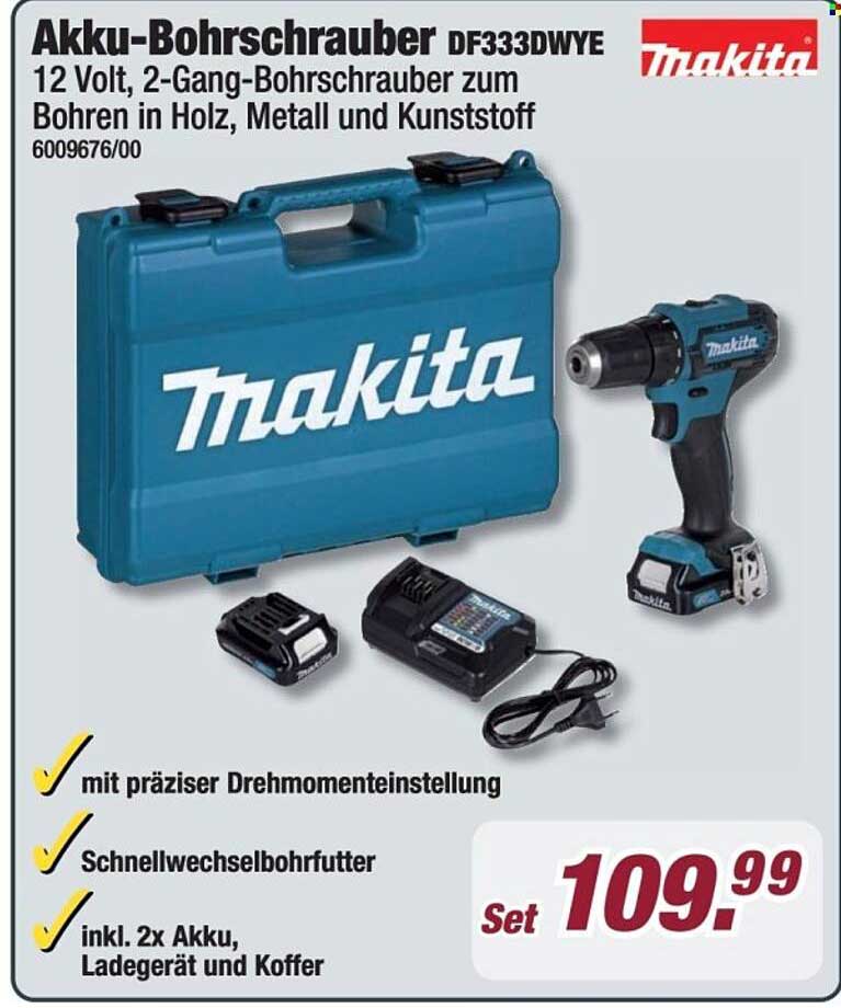 Akku-Bohrschrauber DF333DWYE von Makita