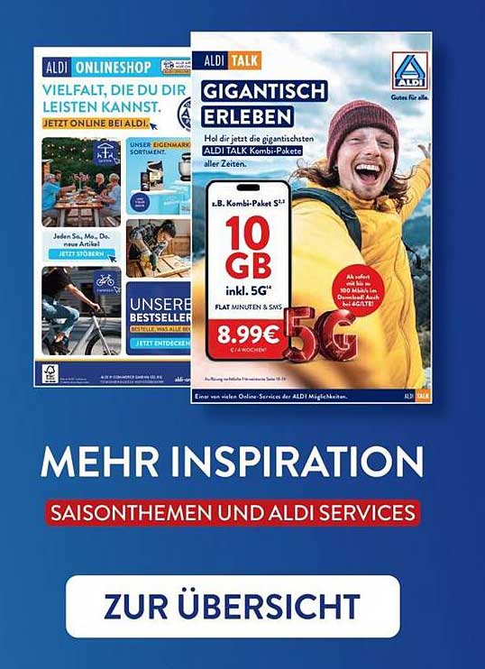 ALDI TALK Kombi-Paket S+ mit 10 GB inkl. 5G für nur 8,99 € pro Woche