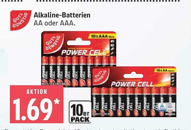 Alkaline-Batterien AA oder AAA - 10er Pack