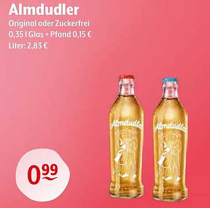 Almdudler Original oder Zuckerfrei – 0,35 l Glas