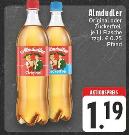 Almdudler Original oder Zuckerfrei, je 1 l Flasche