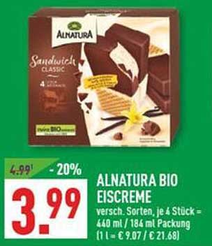 ALNATURA BIO EISCREME Sandwicht Classic – 4 Stück