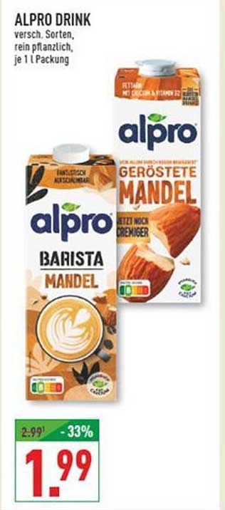 Alpro Drink – Barista Mandel & Geröstete Mandel