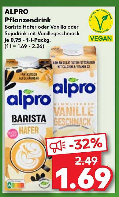 ALPRO Pflanzendrink Barista Hafer oder Vanille