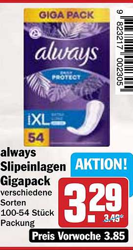 always Slipeinlagen Gigapack - verschiedene Sorten 100-54 Stück Packung