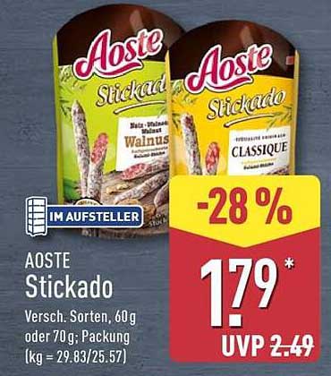 AOSTE Stickado – Verschiedene Sorten, 60g oder 70g