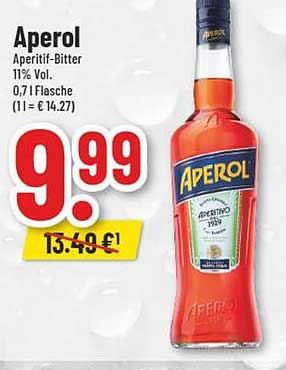 Aperol Aperitif-Bitter 11% Vol. 0,7 l Flasche