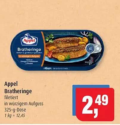 Appel Bratheringe filetiert in würzigem Aufguss 325-g-Dose