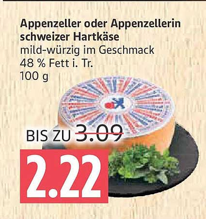 Appenzeller oder Appenzellerin Schweizer Hartkäse 100 g