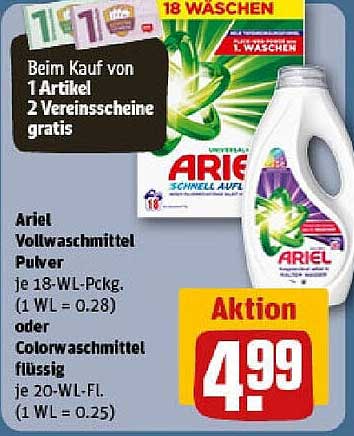 Ariel Vollwaschmittel Pulver oder Colorwaschmittel flüssig