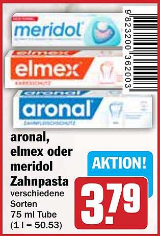 Aronal, Elmex oder Meridol Zahnpasta - verschiedene Sorten 75 ml
