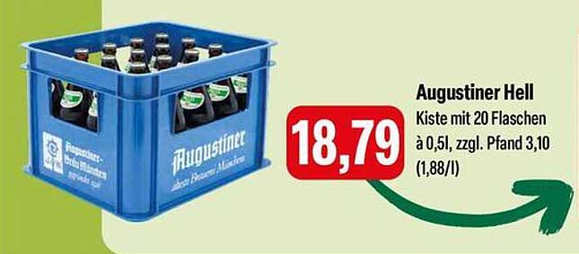 Augustiner Hell - Kiste mit 20 Flaschen à 0,5l