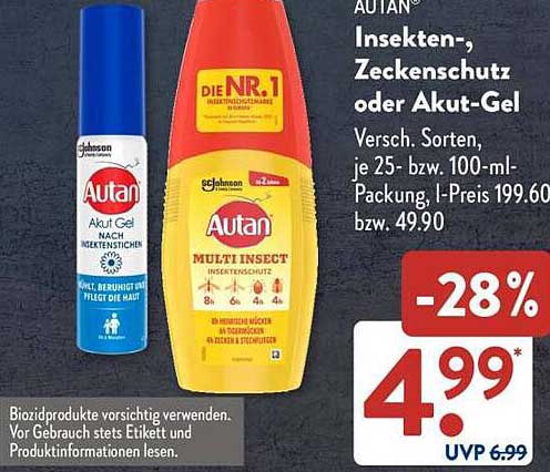 Autan Insekten-, Zeckenschutz oder Akut-Gel 100 ml