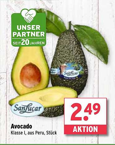 Avocado Klasse I, aus Peru, Stück