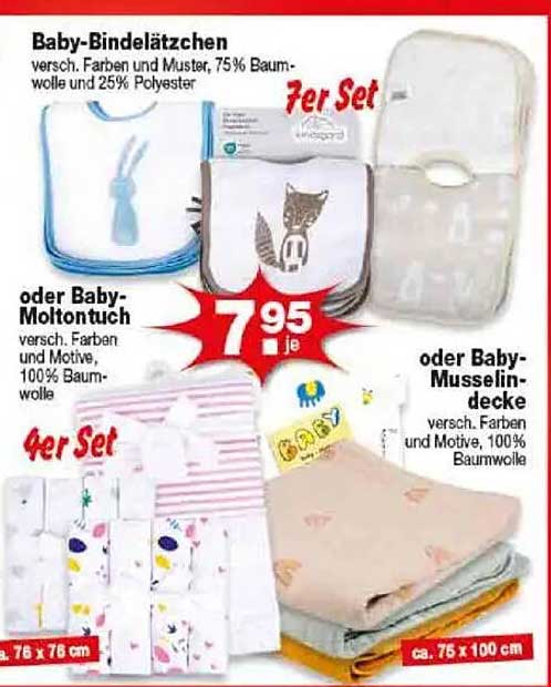 Baby-Bindelätzchen oder Baby-Molotuch oder Baby-Musselindecke