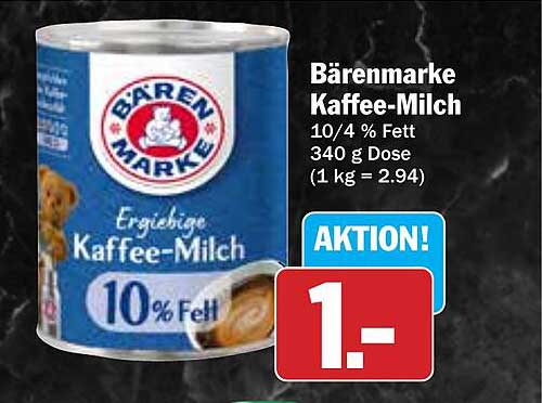 Bärenmarke Kaffee-Milch 10/4 % Fett 340 g Dose