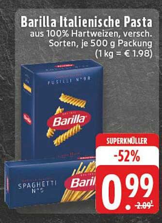 Barilla Italienische Pasta aus 100% Hartweizen, versch. Sorten, je 500 g Packung