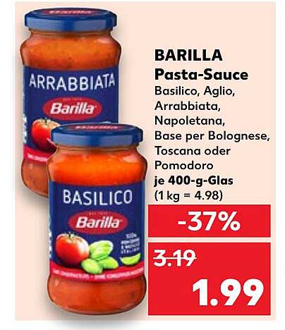 BARILLA Pasta-Sauce Basilico, Arrabbiata, Napoletana, Toscana oder Pomodoro je 400-g-Glas