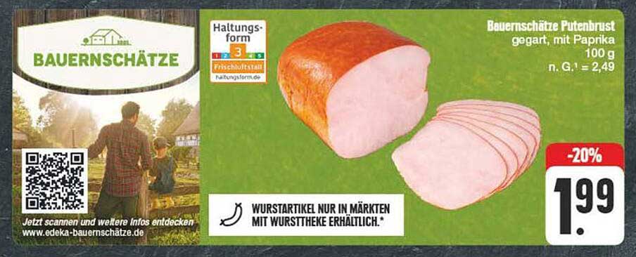 Bauernschätze Putenbrust gegart, mit Paprika, 100 g