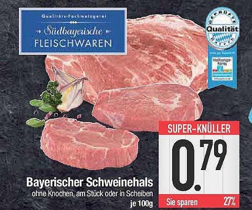 Bayerischer Schweinehals ohne Knochen, am Stück oder in Scheiben
