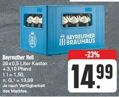 Bayreuther Hell 20x0,5 Liter Kasten + 3,10 Pfand