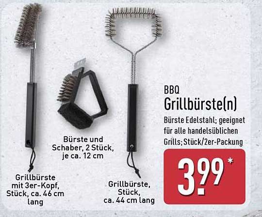 BBQ Grillbürste(n) - Edelstahl, für alle handelsüblichen Grills