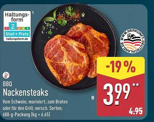 BBQ Nackensteaks - Vom Schwein, mariniert