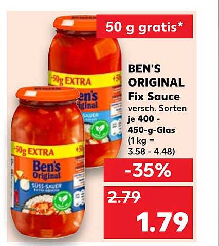 BEN'S ORIGINAL Fix Sauce verschieden. Sorten je 400 - 450-g-Glas