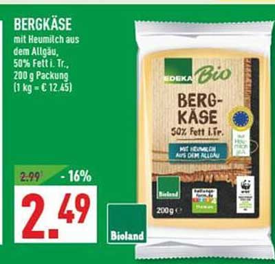 Bergkäse mit Heumilch aus dem Allgäu, 50% Fett i.Tr.
