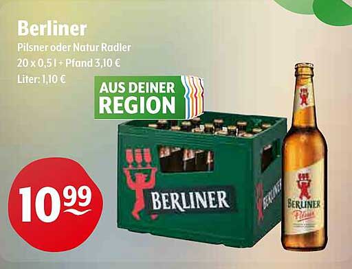 Berliner Pilsner oder Natur Radler – 20 x 0,5 l