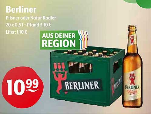 Berliner Pilsner oder Natur Radler 20 x 0,5L