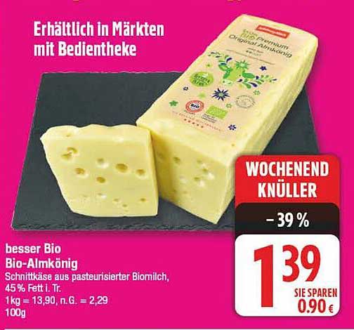 besser Bio Bio-Almkönig Schnittkäse aus pasteurisierter Biomilch
