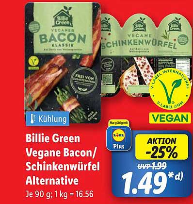 Billie Green Vegane Bacon/Schinkenwürfel Alternative