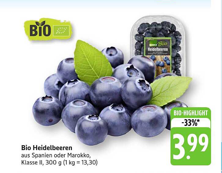 Bio Heidelbeeren aus Spanien oder Marokko, 300 g