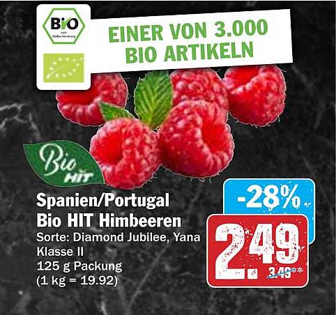 Bio HIT Himbeeren 125 g - jetzt zum Sonderpreis!