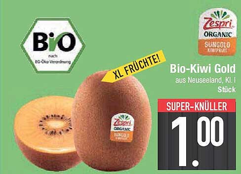 Bio-Kiwi Gold aus Neuseeland, Kl. I Stück