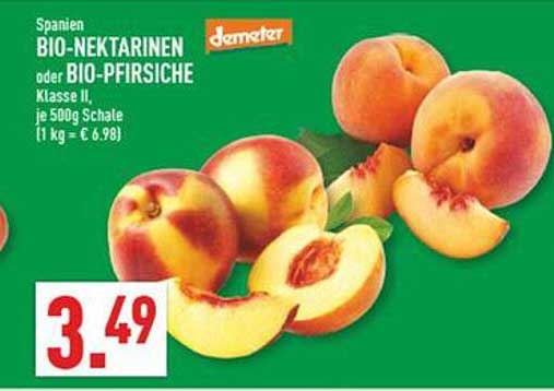 BIO-Nektarinen oder BIO-Pfirsiche - Klasse II, 500g Schale für nur 3,49 €