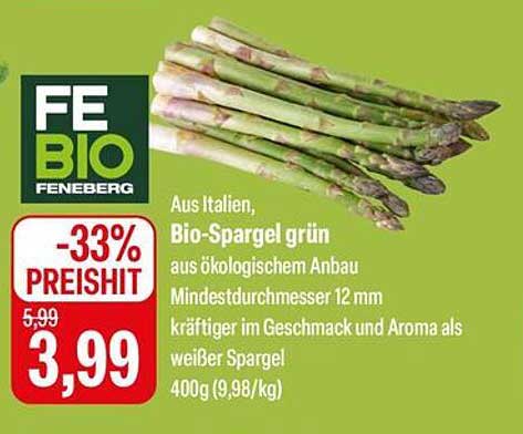 Bio-Spargel grün aus ökologischem Anbau
