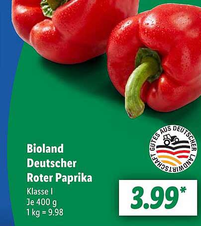 Bioland Deutscher Roter Paprika 400 g