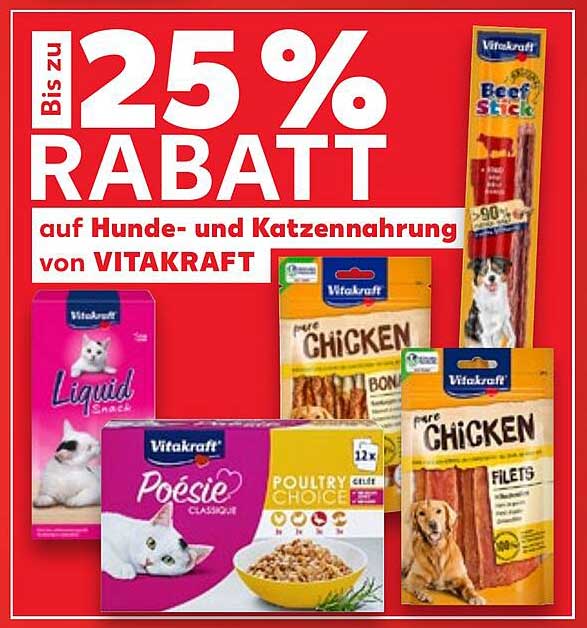 Bis zu 25 % Rabatt auf Hunde- und Katzennahrung von VITAKRAFT