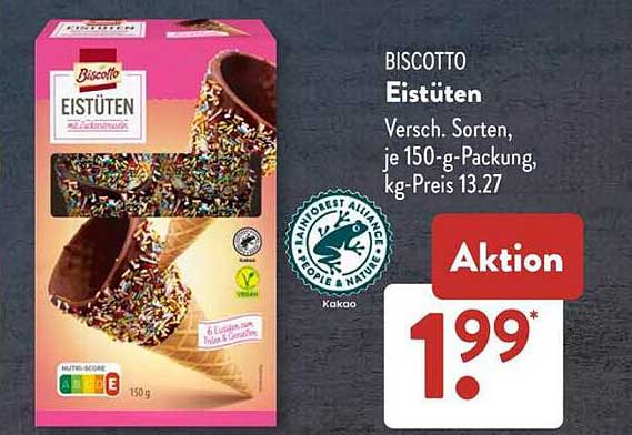 BISCOTTO Eistüten, verschiedene Sorten, je 150-g-Packung