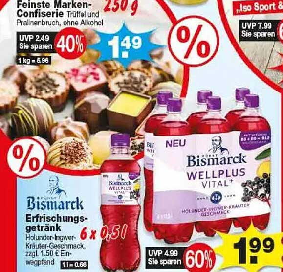 Bismarck Wellplus Vital Erfrischungsgetränk 6 x 1,5l
